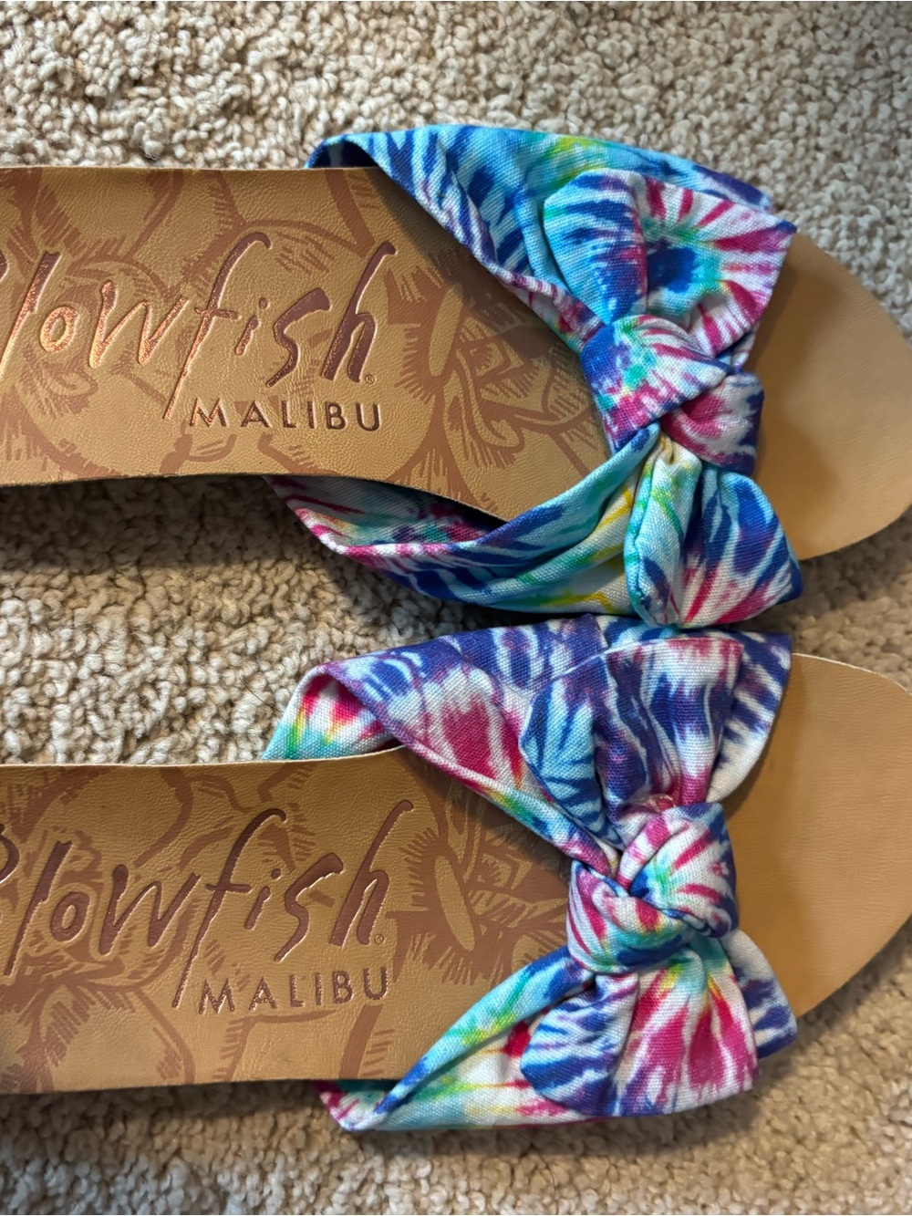 Blowfish Tie-Dye Multicolor Bow Slide Sandals